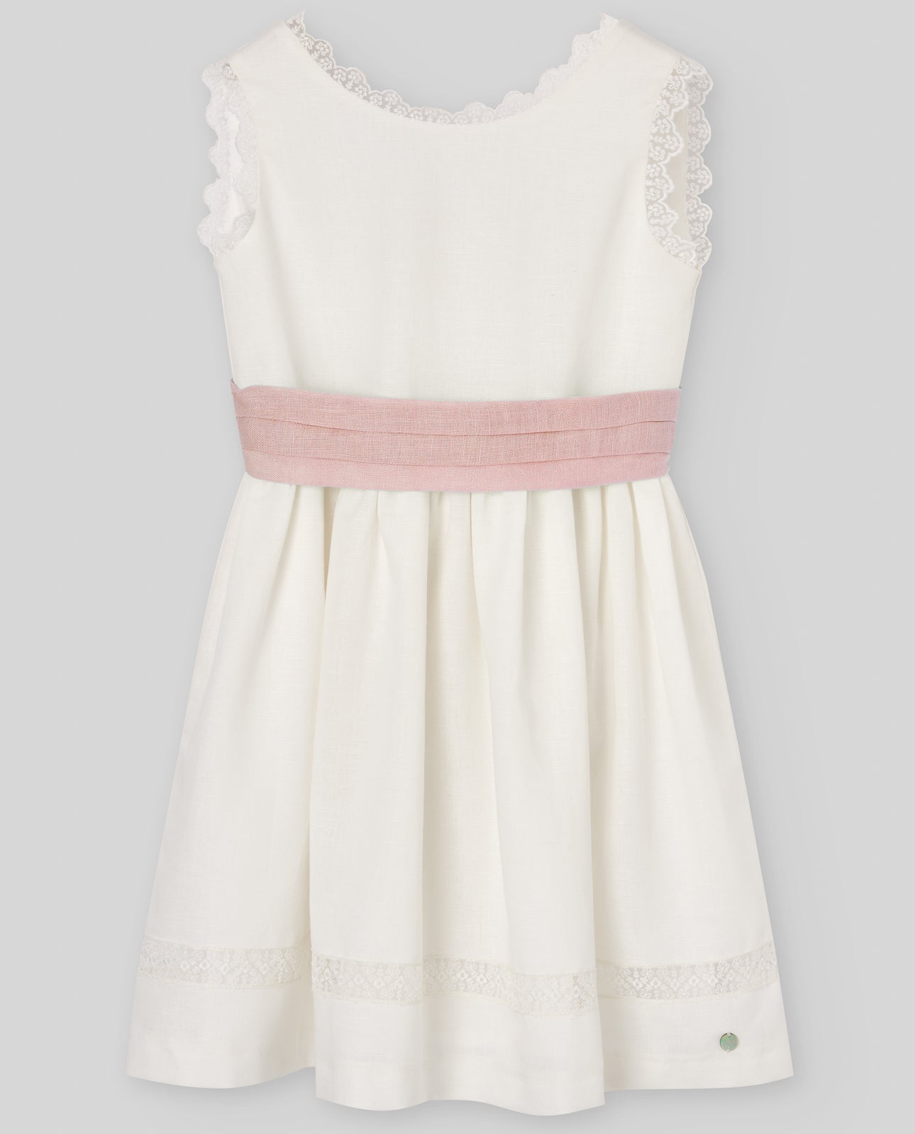 Woven Ceremony Girl Dress with Rose Band