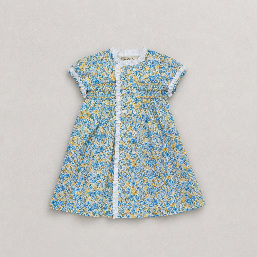 Letizia Floral White Ruffle Dress