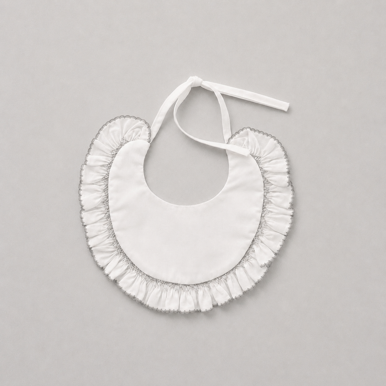 Beige Cotton Ruffle Bib