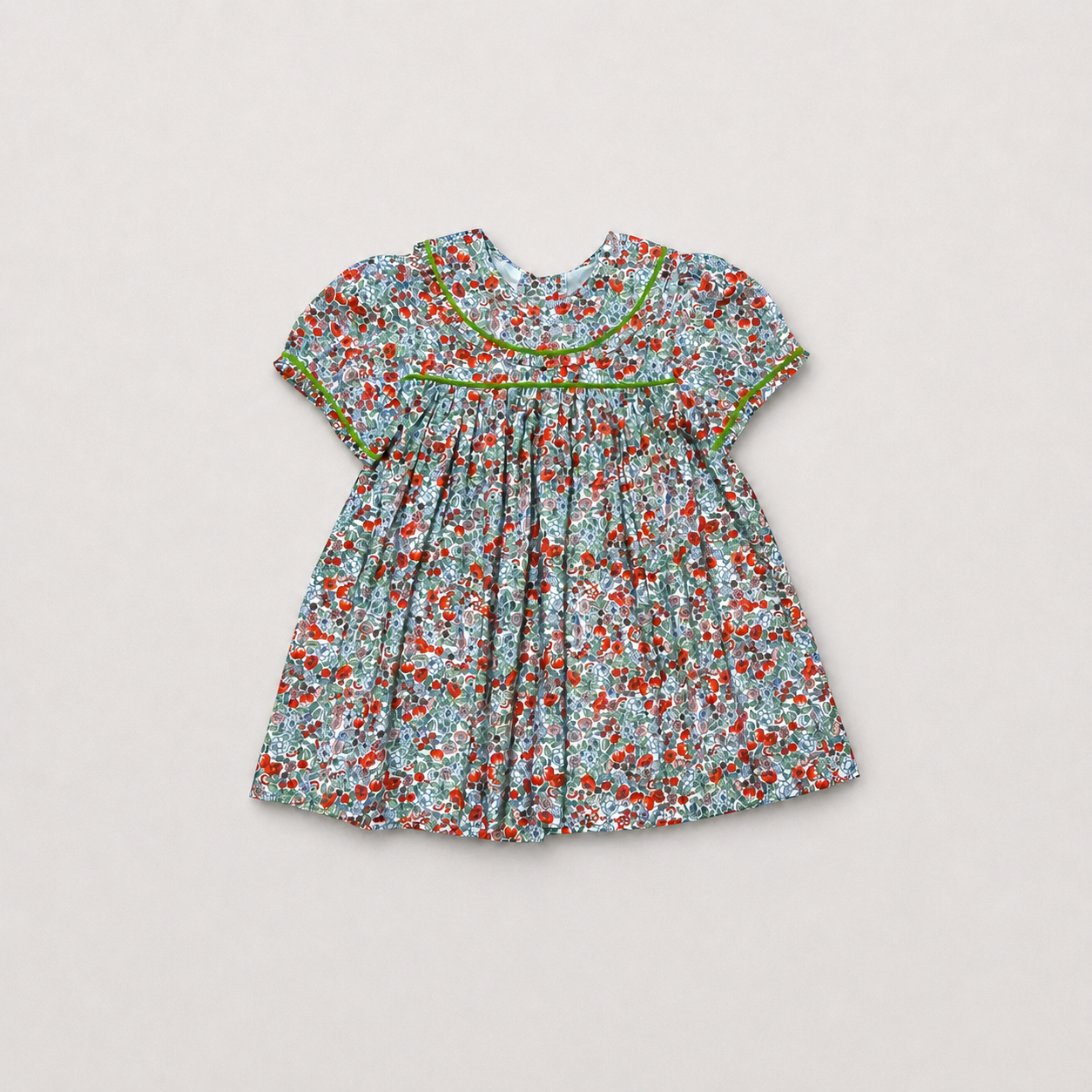 Janelle Floral Print & Green Bloomer Set