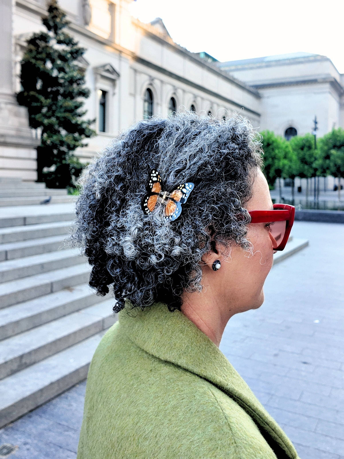 Hand-painted Mini Monarch Butterfly Claw Hair Clip | Orange