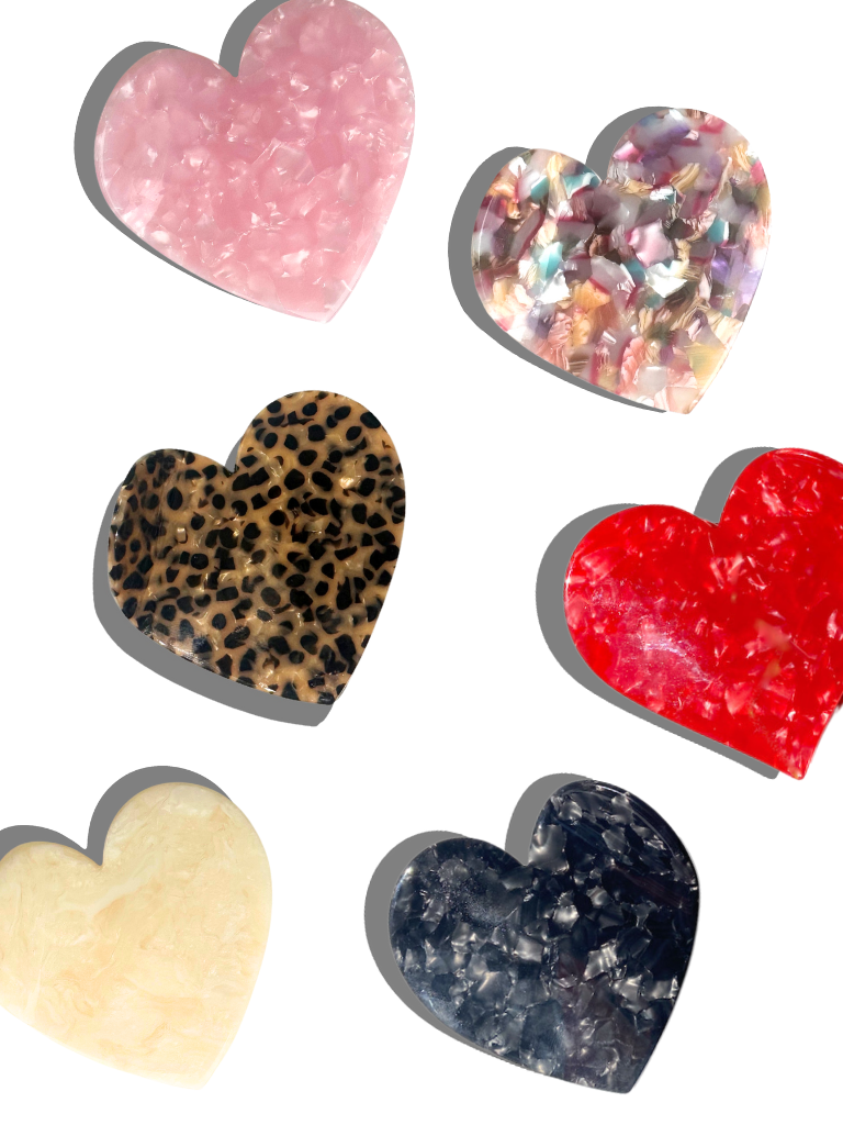 Handmade Pink Heart Acetate Claw Hair Clip | Eco-Friendly