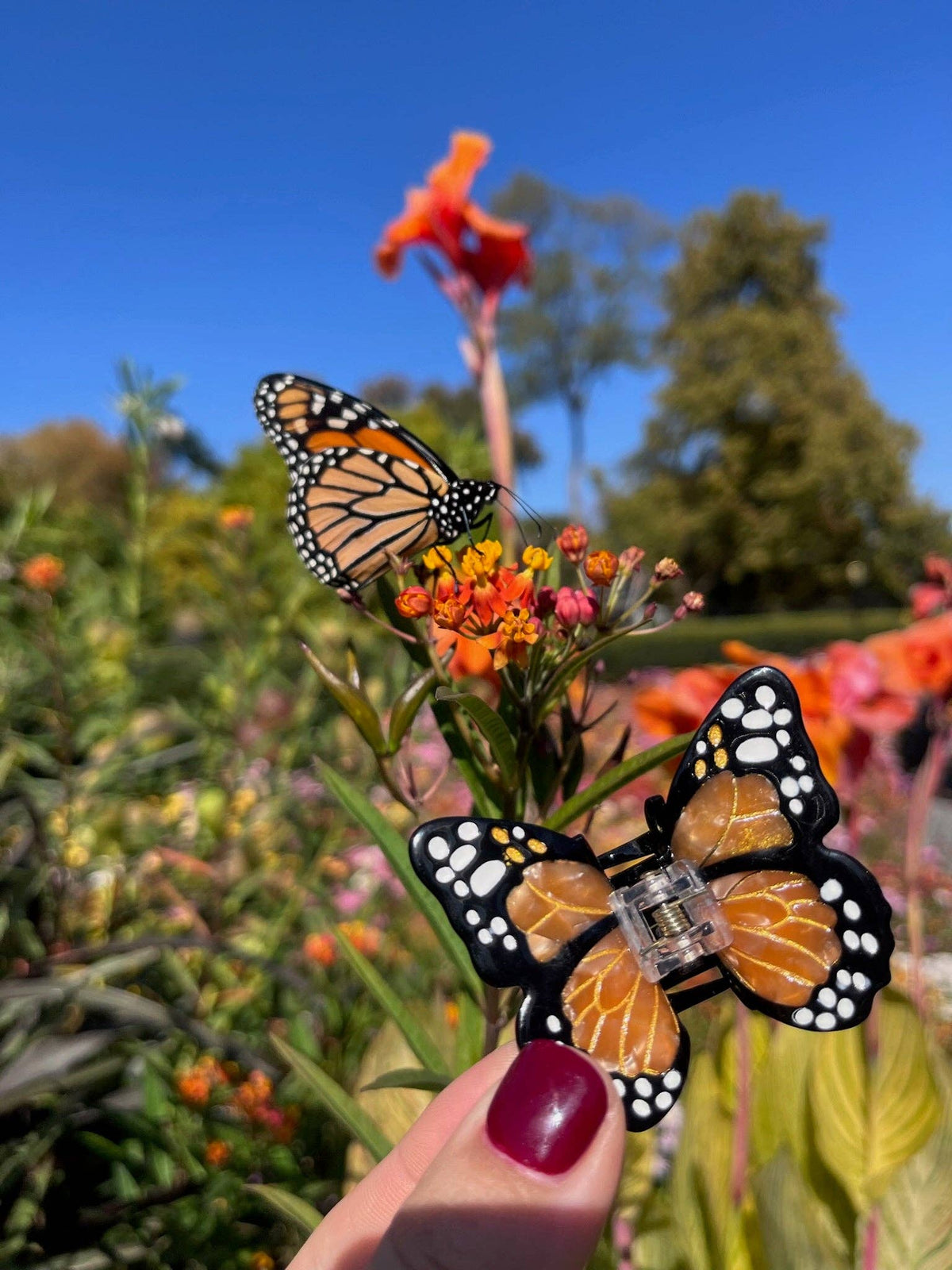 Hand-painted Mini Monarch Butterfly Claw Hair Clip | Orange