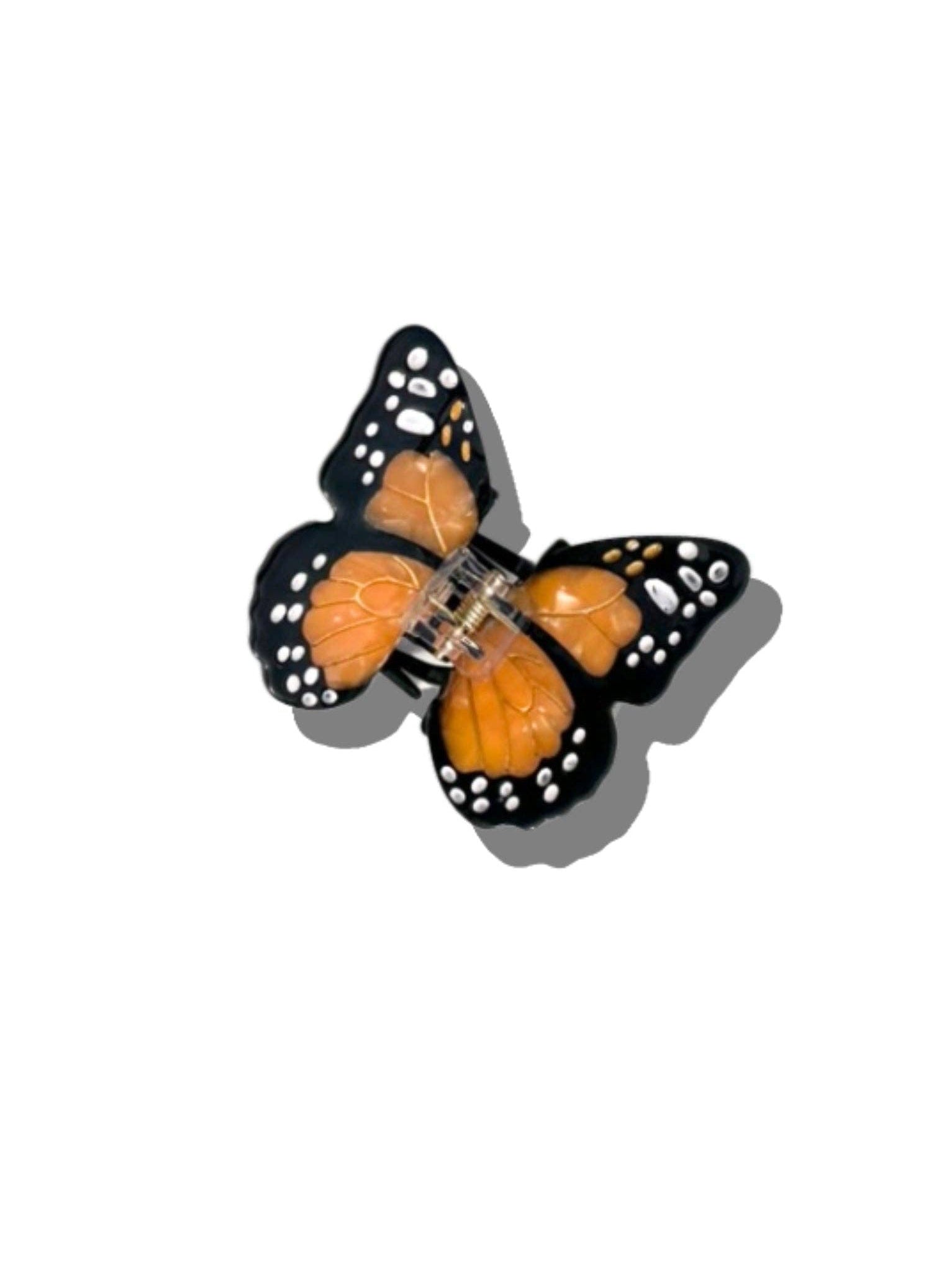 Hand-painted Mini Monarch Butterfly Claw Hair Clip | Eco-Friendly Orange