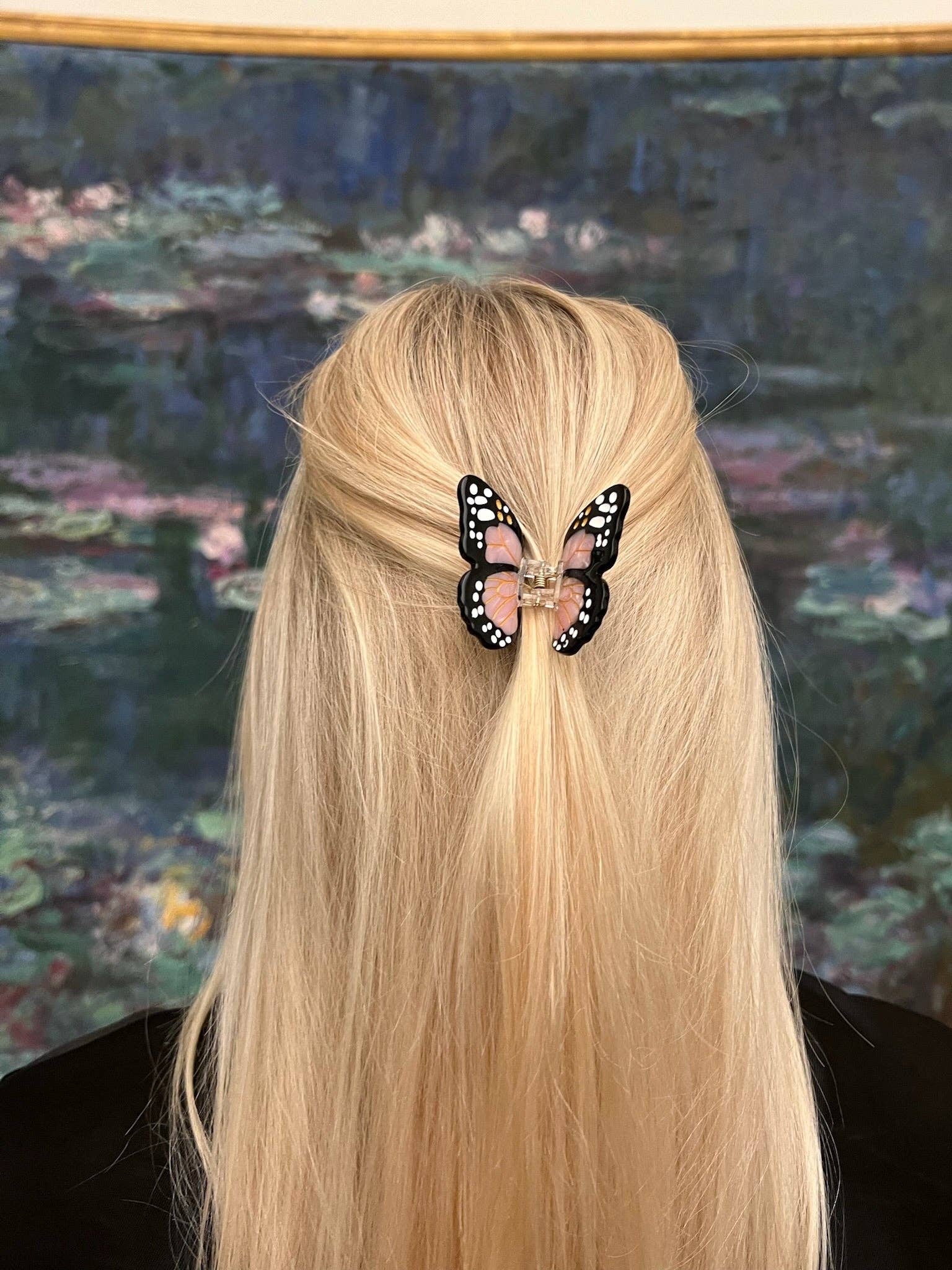 Hand-painted Mini Monarch Butterfly Claw Hair Clip | Eco-Friendly Pink