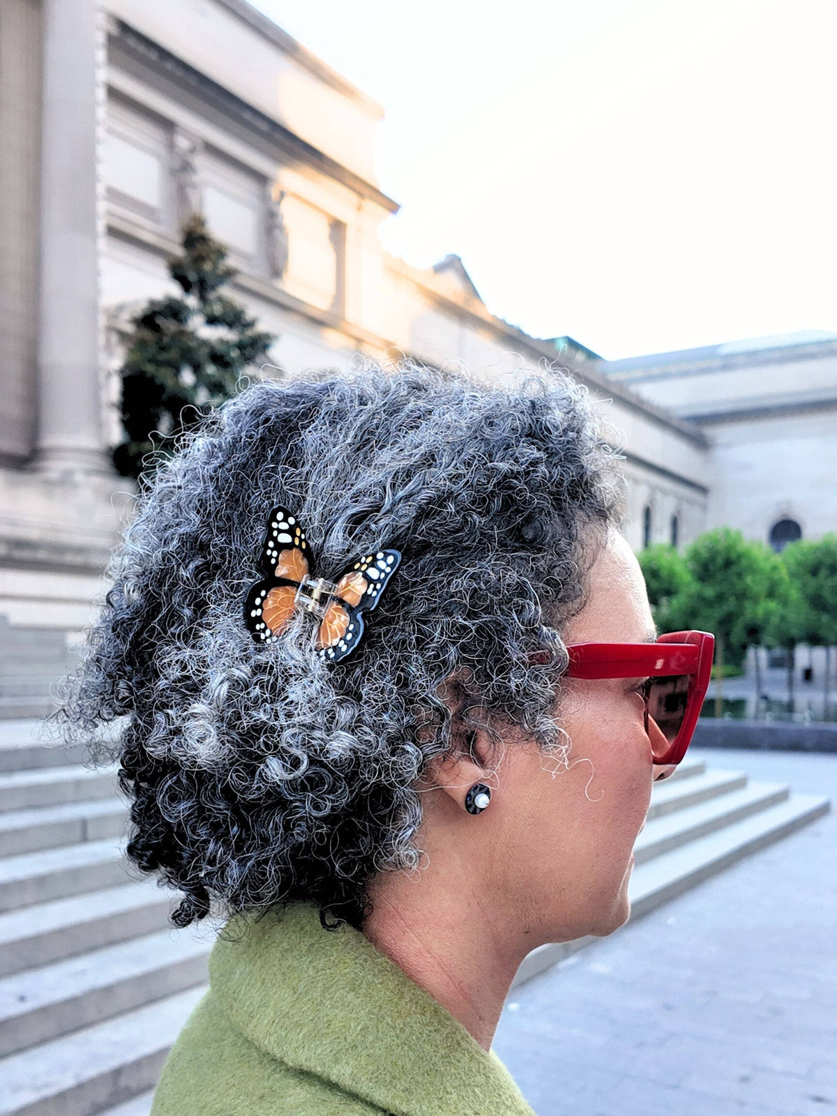Hand-painted Mini Monarch Butterfly Claw Hair Clip | Orange