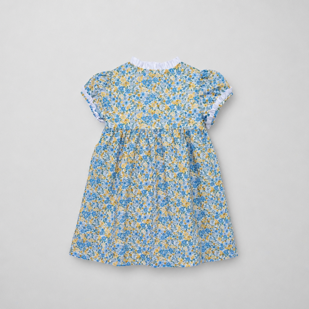 Letizia Floral White Ruffle Dress