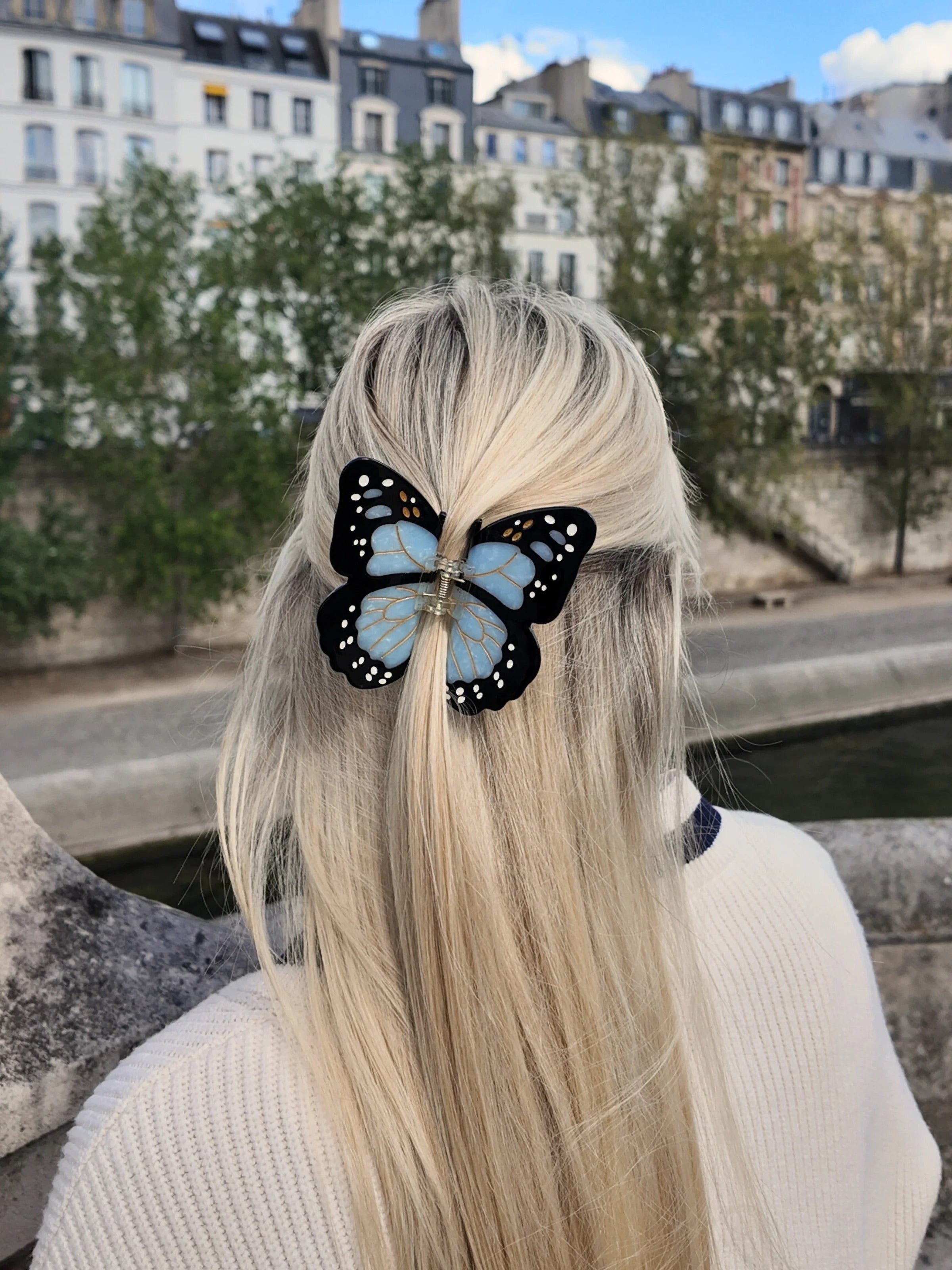 Hand-Painted Monarch Butterfly Claw Hair Clip