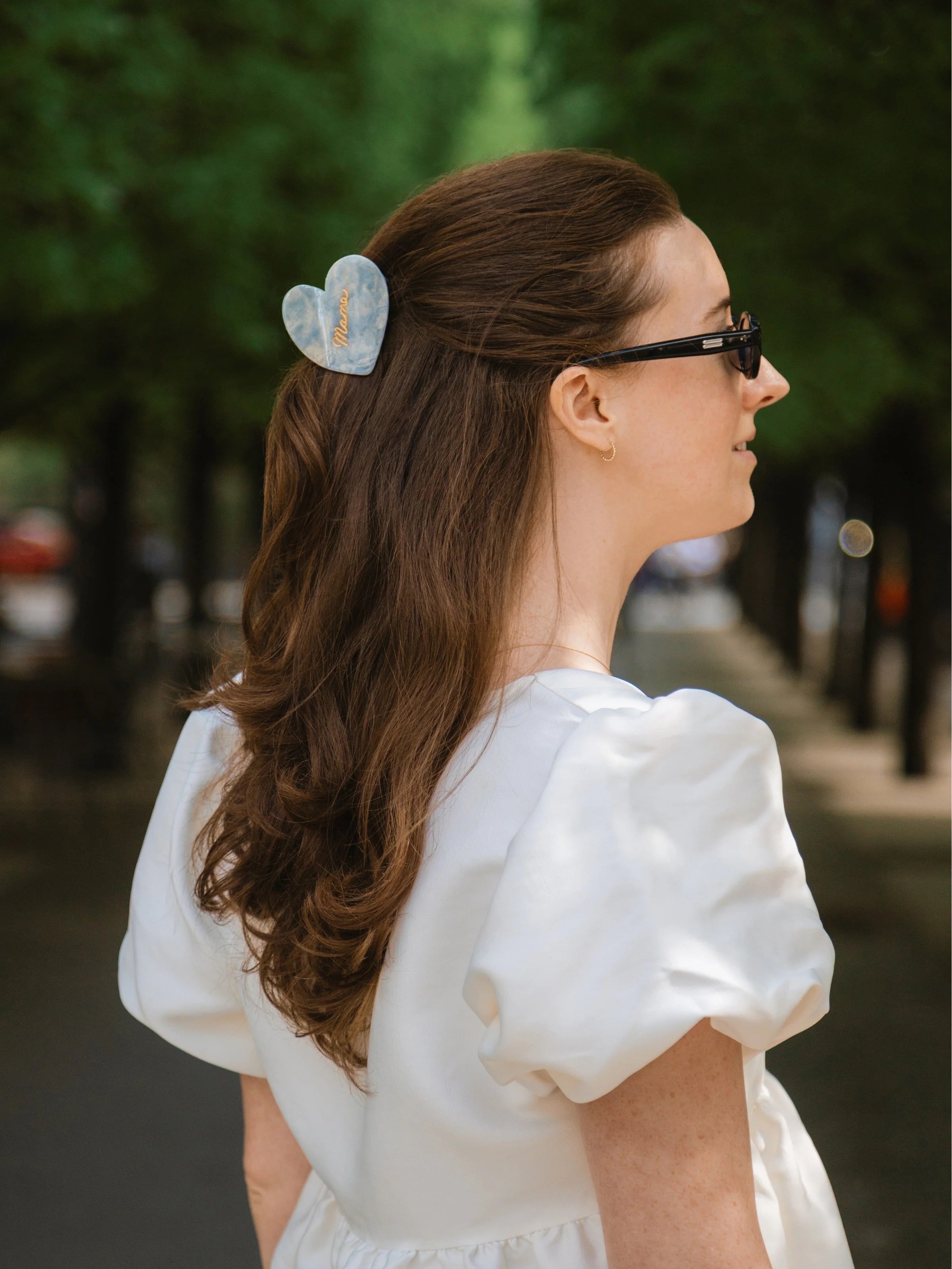 Hand-Painted Mama Heart Acetate Claw Hair Clip