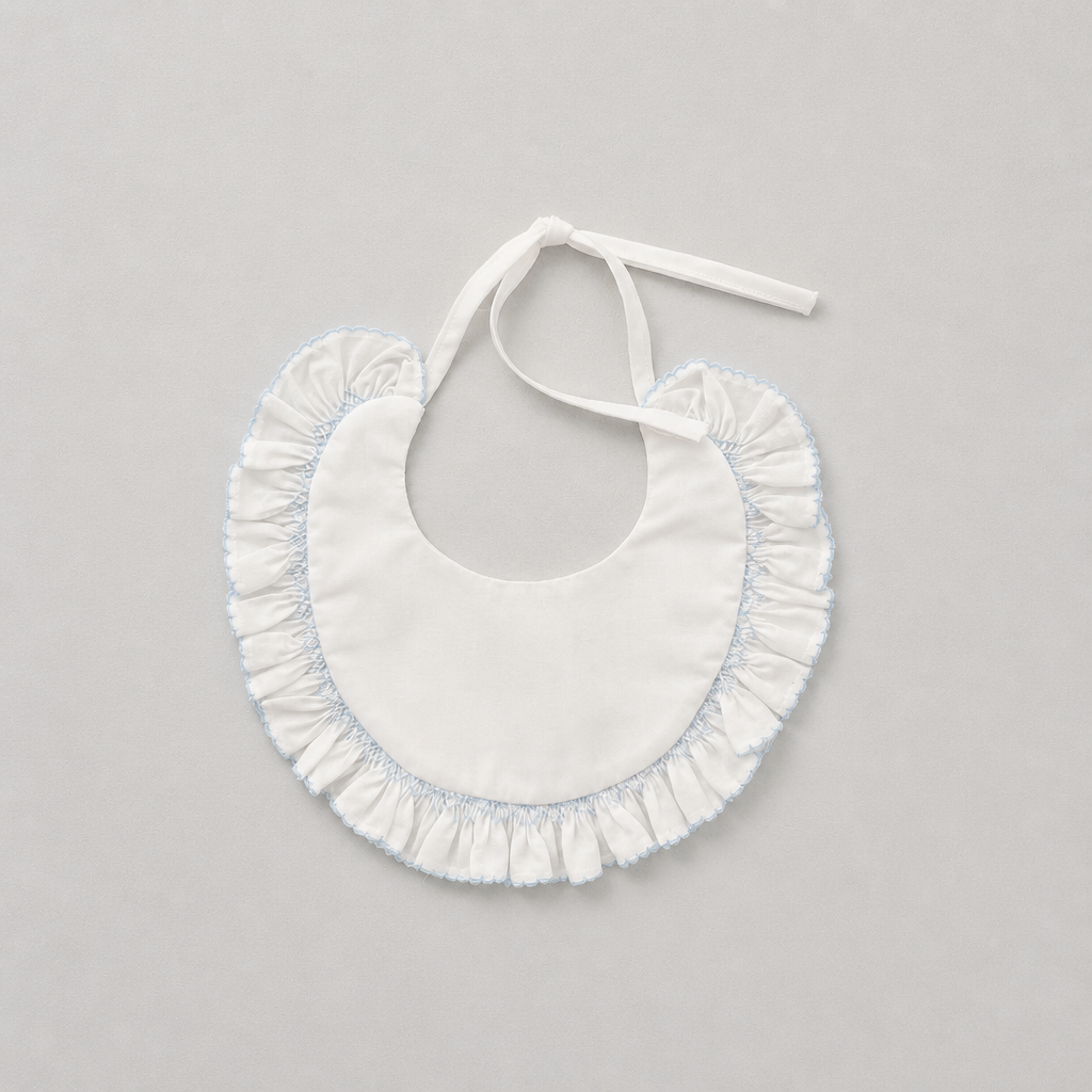 Blue Cotton Ruffle Bib