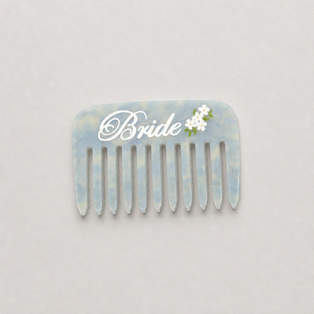Hand-painted Bride Pocket Comb | Eco-Friendly