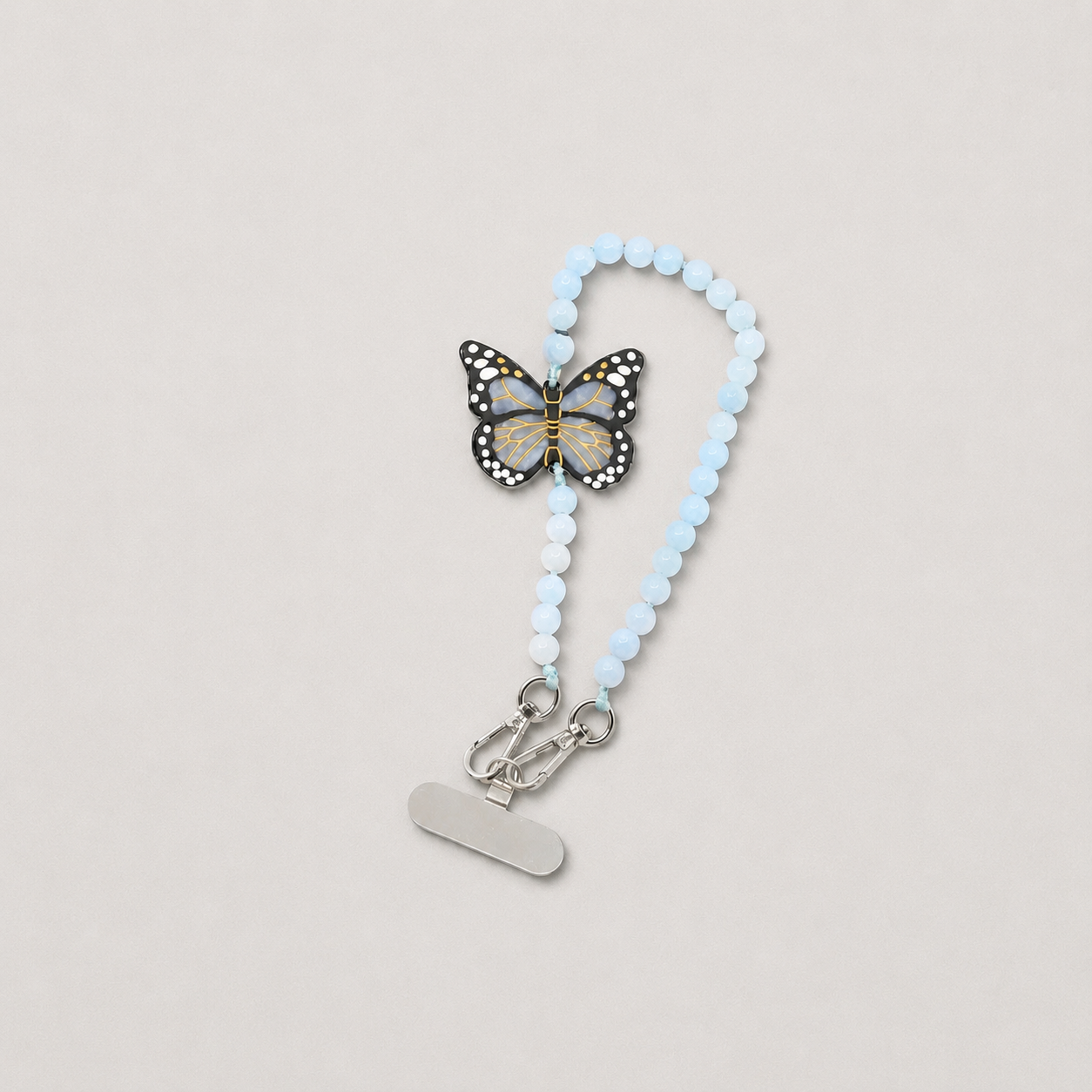 Hand-painted Monarch Butterfly Gemstone Bracelet Phone Chain