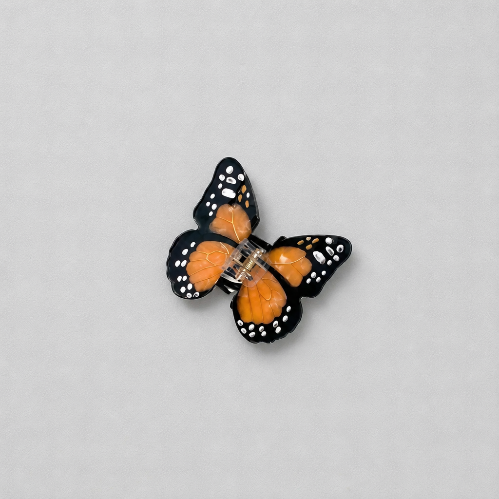 Hand-painted Mini Monarch Butterfly Claw Hair Clip | Eco-Friendly Orange
