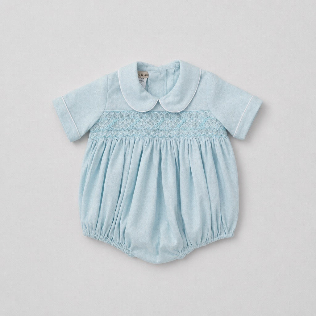 Mint Boys Smocked And Dotted Bubble