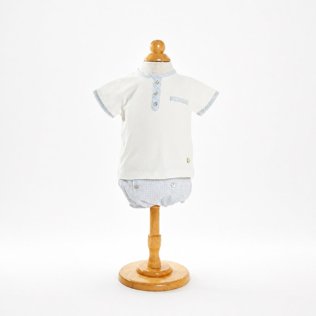 White Cotton 2 Pc 3 Buttons