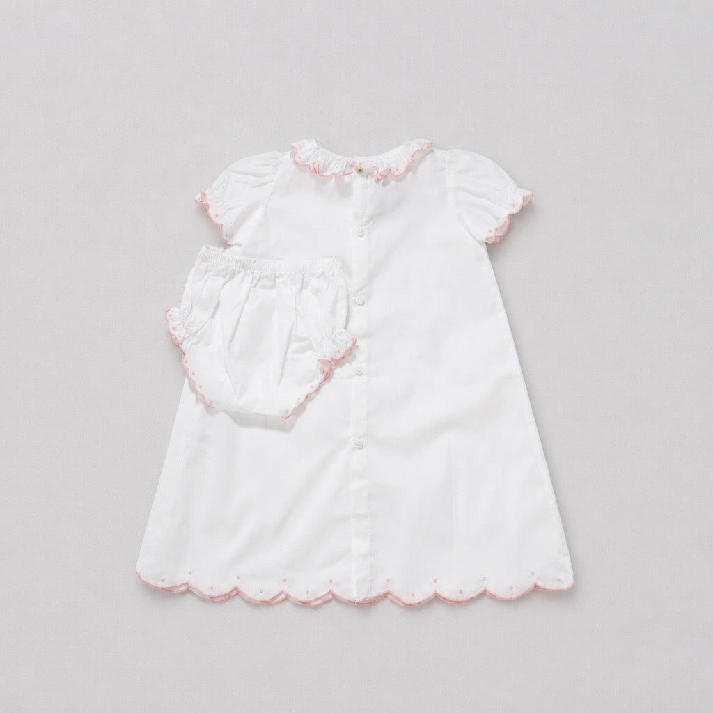 Classic Scallop White And Pink Day Gown
