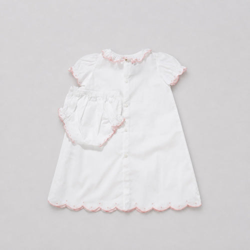 Classic Scallop White And Pink Day Gown