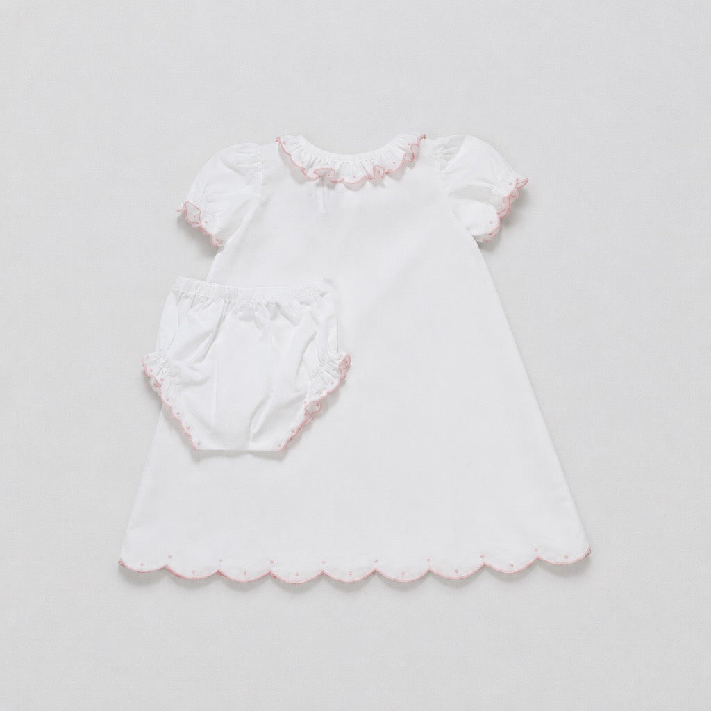 Classic Scallop White And Pink Day Gown
