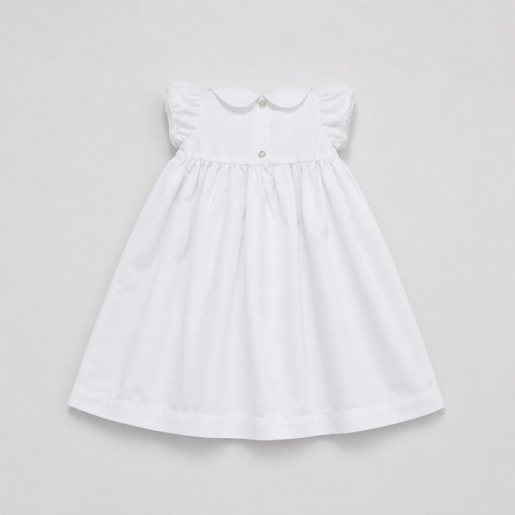 White Smocked Girls Ceremony Gown