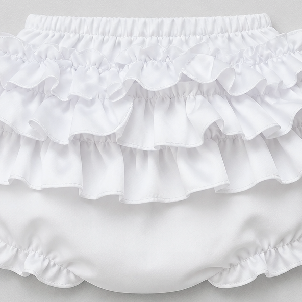 White Diaper Cover with Ruffles