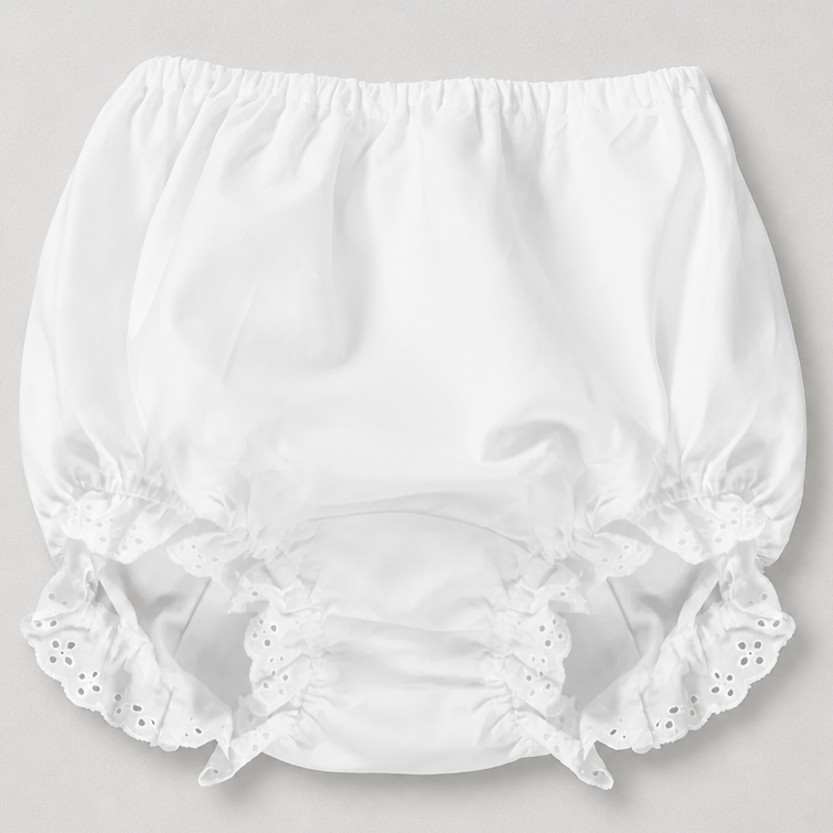 White Diaper Cover with Lace