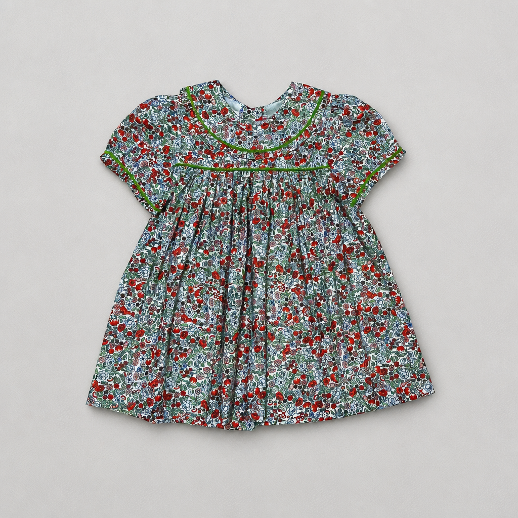 Janelle Floral Print & Green Bloomer Set