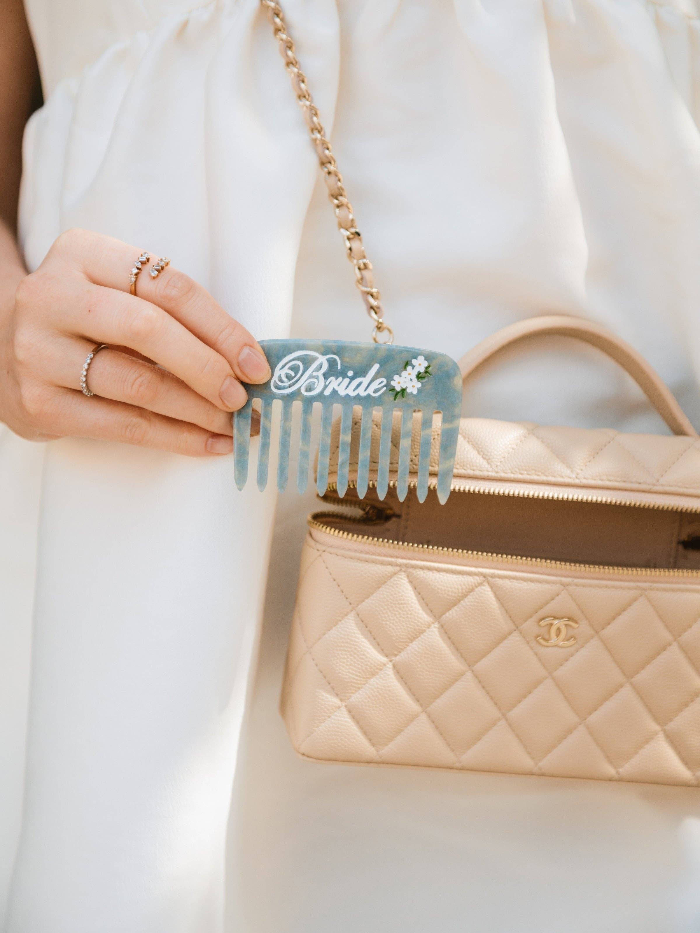 Hand-painted Bride Pocket Comb | Eco-Friendly