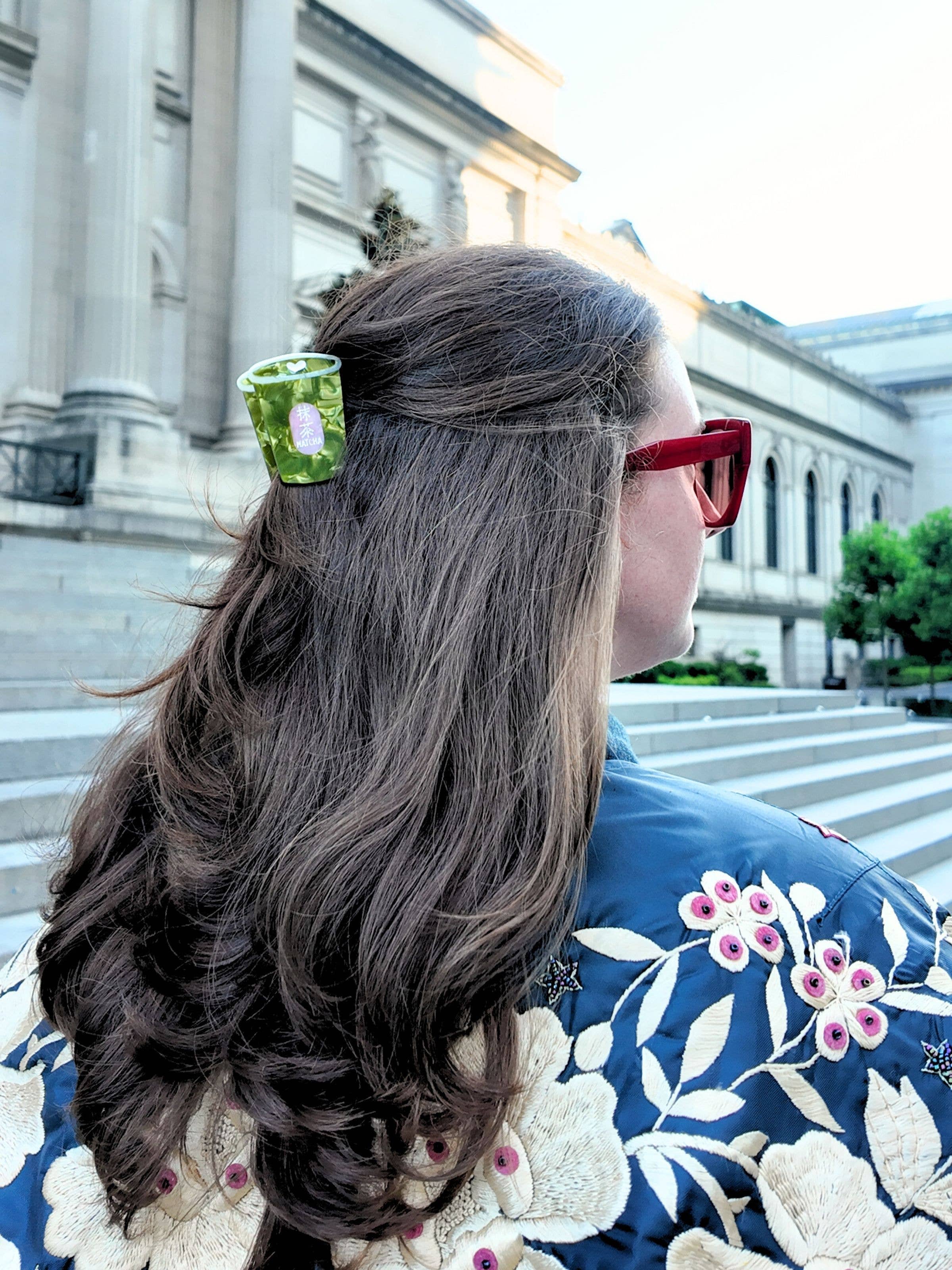 Hand-painted Mini Matcha Claw Hair Clip | Eco-Friendly