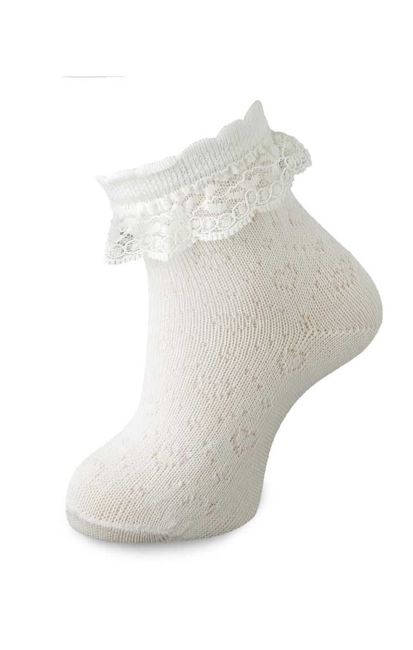 Mercesized Cotton Socks With Lace